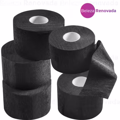 Imagem do produto Kit 500 Gola Higiênica Barbearia Protetor P/ Pescoço 5 Rolos - Preto