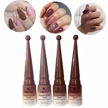 Imagem do produto Kit Com 04 Esmalte 3 Em 1 Dafu Tons De Marrom