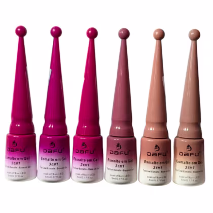 Imagem do produto Kit Com 06 Esmalte Em Gel Rosa + Nude Da Dafu 3 Em1  5 Ml