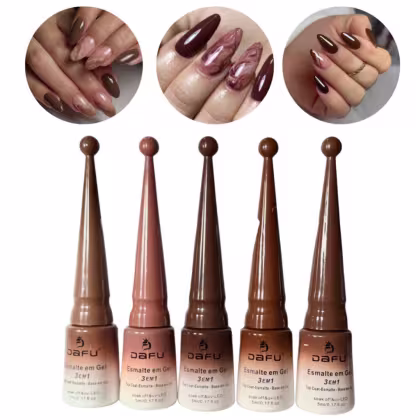 Imagem do produto Kit Com 05 Esmalte 3 Em 1 Dafu Tons De Marrom