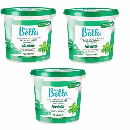 Imagem do produto Depil Bella Cera Hidrossolúvel Kit 3 Unidades Hortelã 600g