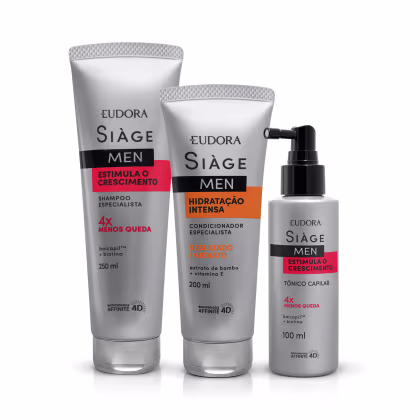 Imagem do produto Kit Eudora Siàge Men Estimula o Crescimento + Hidratação Intensa (3 Produtos)