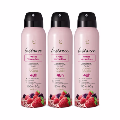 Imagem do produto Combo Desodorante Antitranspirante Aerossol Instance Frutas Vermelhas 3x90g/150ml