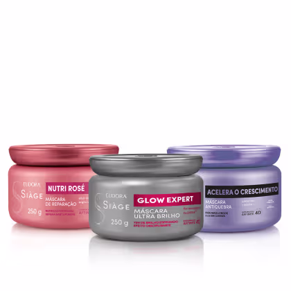 Imagem do produto Kit Eudora Siàge Cronograma Capilar para Crescimento do Cabelo  (3 Produtos)