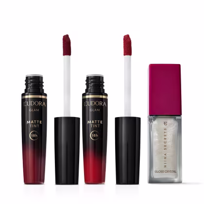 Imagem do produto Kit Eudora Glam Matte Tint & Niina Secrets Gloss Crystal (3 Produtos)