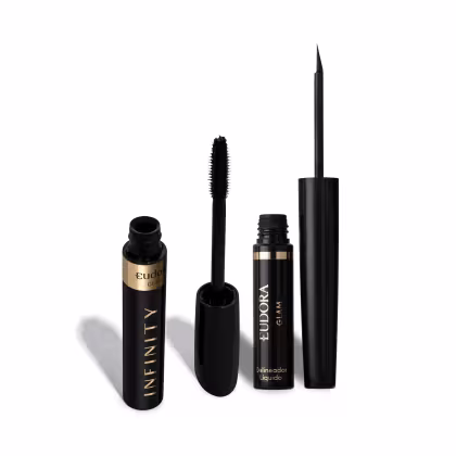 Imagem do produto Combo Eudora Glam: Máscara de Cílios Infinity Volume 8,5g + Delineador Líquido Preto Glam 3ml