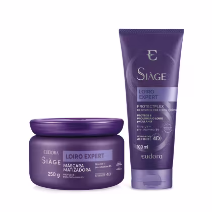 Imagem do produto Combo Siàge Loiro Expert: Máscara Capilar Matizadora 250g + Repositor Pré e Pós-Química 100ml