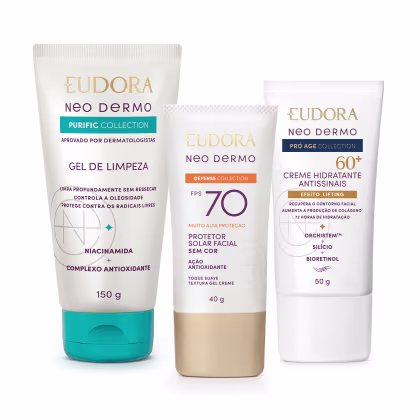 Imagem do produto Combo Neo Dermo: Protetor Solar FPS 70 40g + Gel de Limpeza Facial 150g + Creme Facial 60+ 50g