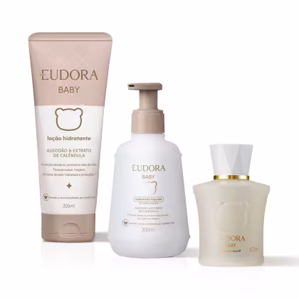 Conjunto Eudora Baby - Água de Colônia 100ml + Sabonete Líquido 200ml + Loção Hidratante 200ml