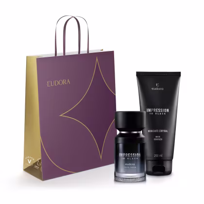 Imagem do produto Combo Impression In Black presente: Eau de Parfum 100ml + Loção Hidratante Corporal 200ml + Sacola