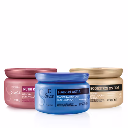 Imagem do produto Combo Siàge Máscaras: Hair-Plastia 250g + Nutri Rosé 250g + Reconstrói Os Fios 250g