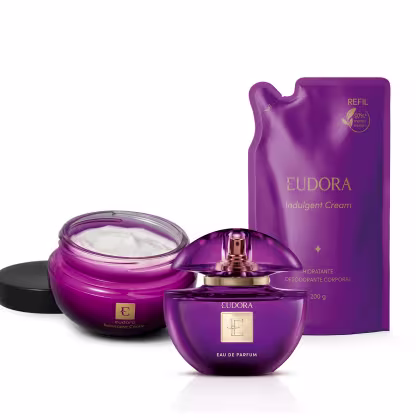 Imagem do produto Combo Eudora Roxo: Eau De Parfum 75ml + Creme Corporal Indulgent Cream 250g + Refil 200g