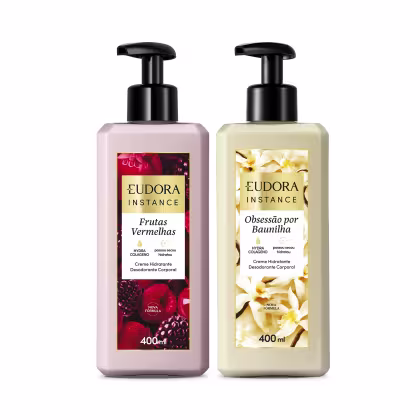 Imagem do produto Combo Instance: Creme Hidratante Frutas Vermelhas 400ml + Creme Hidratante Obsessão por Baunilha 400ml