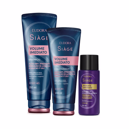 Imagem do produto Combo Shampoo Volume Imediato 250ml + Condicionador 200ml + Água Lamelar Resgate Imediato 150ml