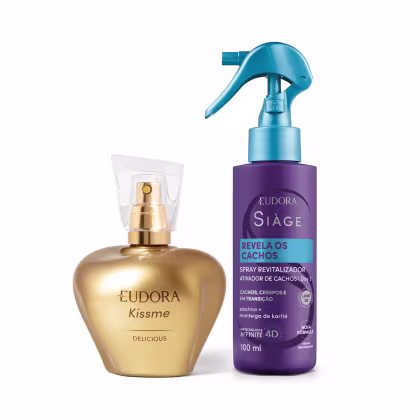 Imagem do produto Combo Kiss Me & Siàge: Desodorante Colônia 50ml + Spray Capilar Revela os Cachos 100ml