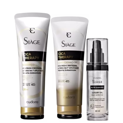 Imagem do produto Combo Siàge: Shampoo Cica-Therapy 250ml + Condicionador Cica-Therapy 200ml + Óleo Nutritivo Siàge Nutri Diamond 60ml