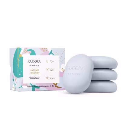 Imagem do produto Kit Sabonetes em Barra Vegetal Perfumado Instance Algodão e Jasmim 4x80g