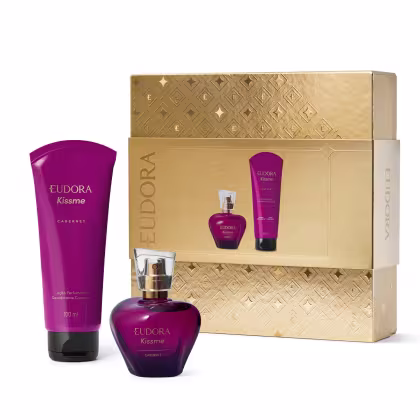 Imagem do produto Kit Presente Natal Kiss Me Cabernet: Desodorante Colônia 50ml + Loção Perfumada Desodorante Corporal 100ml