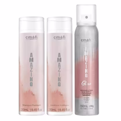 Kit Emáh Hair Care Amazing Trio Glow, 3 produtos.