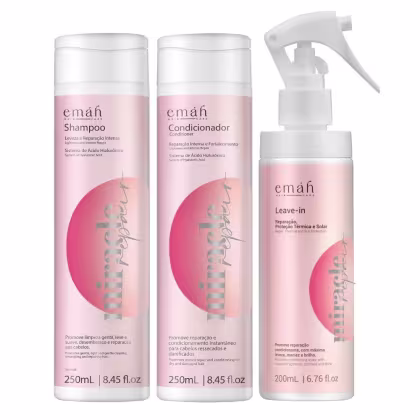 Kit Emáh Hair Care Miracle Repair Tripla Ação, 3 produtos.