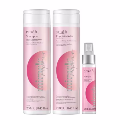 Kit Emáh Hair Care Miracle Repair Trio Home Basic, 3 produtos.