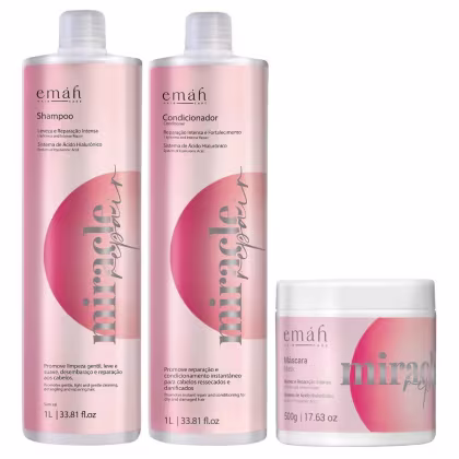 Kit Emáh Hair Care Miracle Repair Trio Intense Salon, 3 produtos.