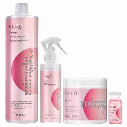 Kit Emáh Hair Care Miracle Repair Quarteto Power Salon, 4 produtos.