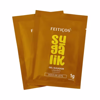 Imagem do produto Sachê Sugalik Feitiços – Sugador Líquido com Pulsação, Sucção e Frescor SABOR:Doce de Leite