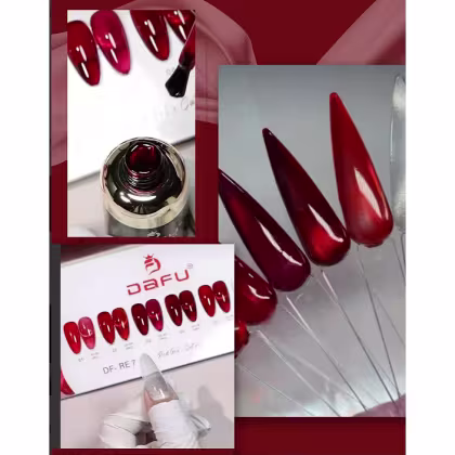Imagem do produto DAFU - Coleção Red Véu Esmaltes Vermelhos Vitral Gel + Olho Gato Magnético Uv / Led + Ganhe Imã