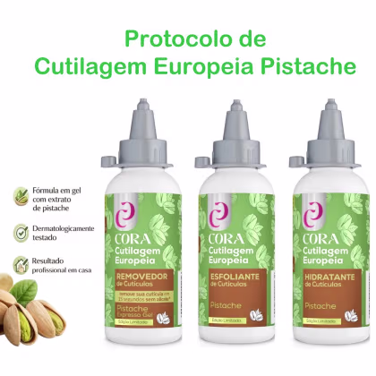 Imagem do produto CORA - Kit Cutilagem Europeia Pistache com Removedor + Esfoliante + Hidratante de Cutículas - 100ml