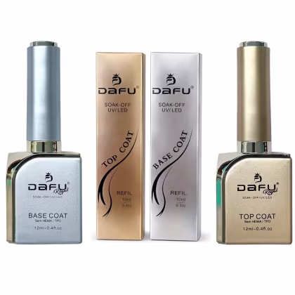 Imagem do produto DAFU - Kit Base Coat + Refil Base + Top Coat + Refil Top Coat Led/Uv Alongamento Unha Sem Hema & TPO