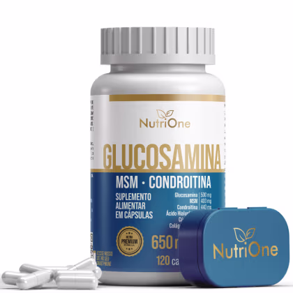 Imagem do produto Glucosamina, MSM, Condroitina, Curcumina, Colágeno Tipo II, Ácido Hialurônico e Cálcio 120 Cáps - Nutrione