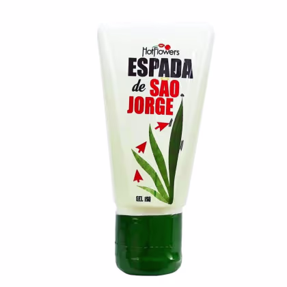 A imagem mostra o Gel Estimulante Masculino Espada de São Jorge da marca HotFlowers.