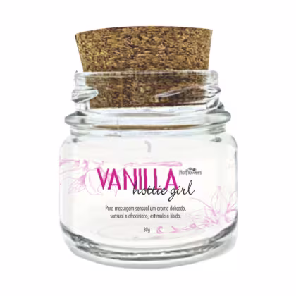A imagem mostra a Vela Para Massagem Hottie Girl Vanilla da marca HotFlowers.