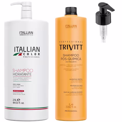 Imagem do produto KIT SHAMPOO HIDRATANTE 2,5 LTS E SHAMPOO PÓS QUÍMICA TRIVITT 1L