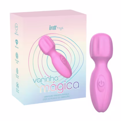 Imagem do produto Vibrador Varinha Mágica Recarregável com 10 Modos de Vibração e Toque Aveludado Intt - Rosa