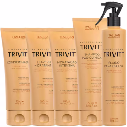 Imagem do produto Trivitt Fluído Escova Termoativado Proteção Térmica + Kit Homecare Hidratação + Leave-In Hidratante