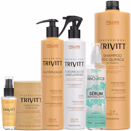 Imagem do produto Itallian Hairtech: Cauterização, Hidratação 500g, O Segredo, Reparador, Sérum e Shampoo 1L