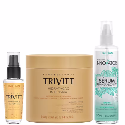 Imagem do produto Itallian Hairtech: Hidratação Intensiva 500g, Reparador de Pontas 30ml e Sérum Remineralizante