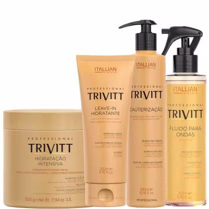 Imagem do produto Trivitt: Cauterização 300ml, Fluído para Ondas 200ml, Hidratação 500g e Leave-In Hidratante 200ml