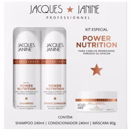 Imagem do produto Kit Power Nutrition ( Shampoo 240ml + Condicionador 240ml + Máscara 80g ) - Jacques Janine