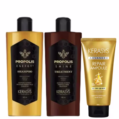 Imagem do produto Kerasys Kit Propolis Energy Shine Sh 180ml + Tratamento 180ml + Másc Advanced 10x Repair 300ml