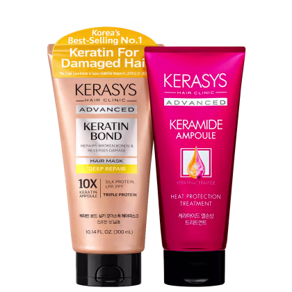 Kit Kerasys Advanced Keratin Bond Deep Repair + Keramide Ampoule, 2 produtos.