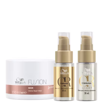 Kit Wella Professionals Fusion Oil Reflections Triple Shine, 3 produtos.