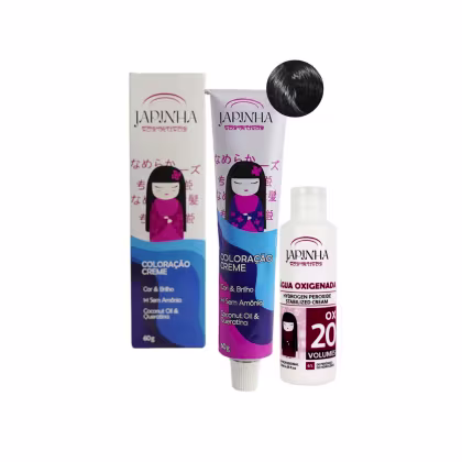 Imagem do produto Tinta de Cabelo sem Amônia 1.0 Preto Azulado + Ox 20 Vol Japinha Color