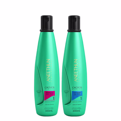 Imagem do produto Aneethun Cachos System Kit Shampoo Low Poo e Condicionador Co-Wash No Poo 300ml