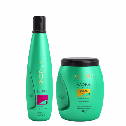 Imagem do produto Aneethun Cachos System Kit Shampoo Low Poo e Máscara Low & No Poo 500g