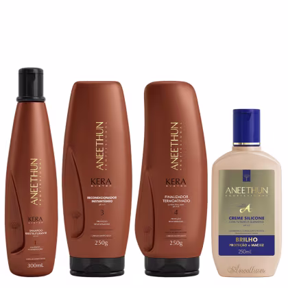 Imagem do produto Aneethun Kera System Kit Shampoo Recondicionador Finalizador e Creme de Silicone Brilho 250ml