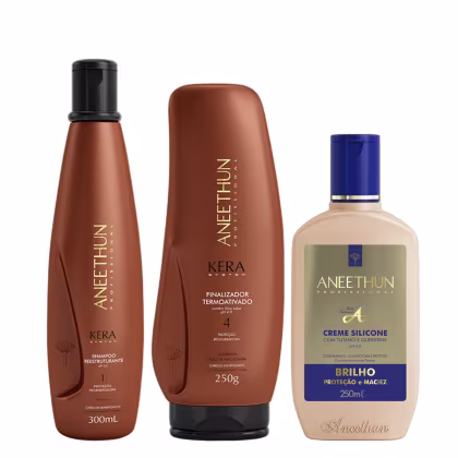 Imagem do produto Aneethun Kera System Kit Shampoo Finalizador e Creme de Silicone Brilho 250ml