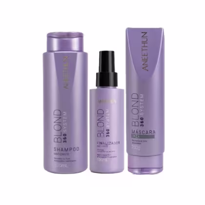 Imagem do produto Kit Aneethun Blond 360 - Shampoo Matizante 300ml + Máscara Cinza 250g + Finalizador 120ml